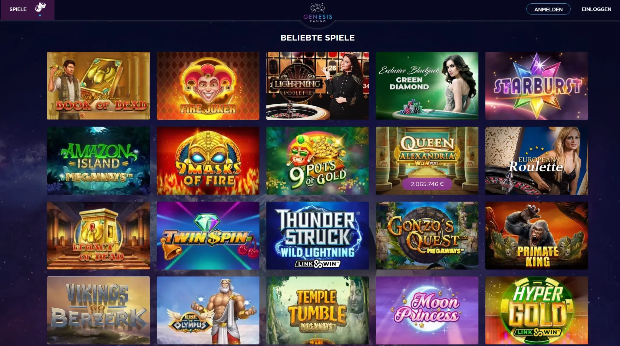 Genesis Casino Beliebte Spiele