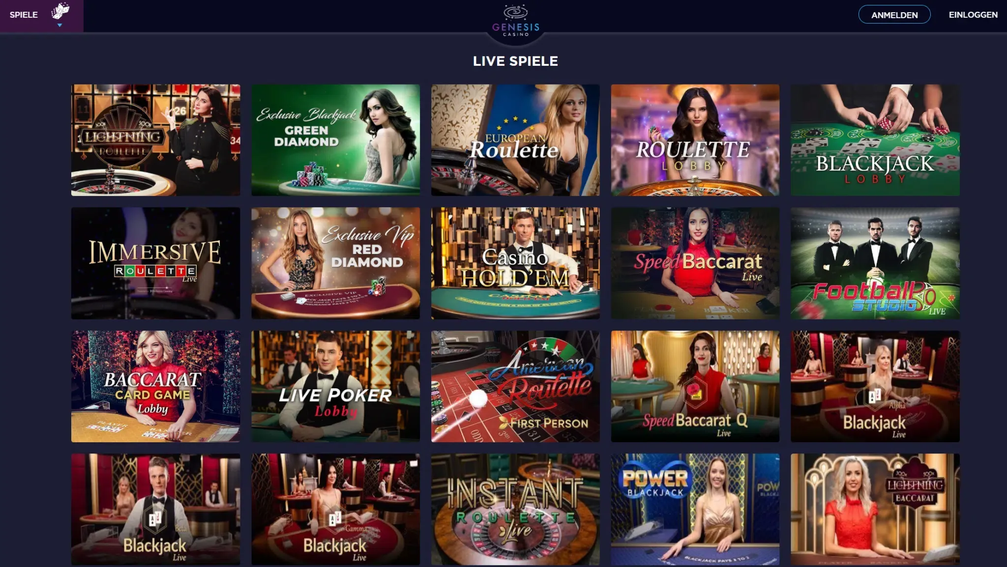 Genesis Casino Live Spiele