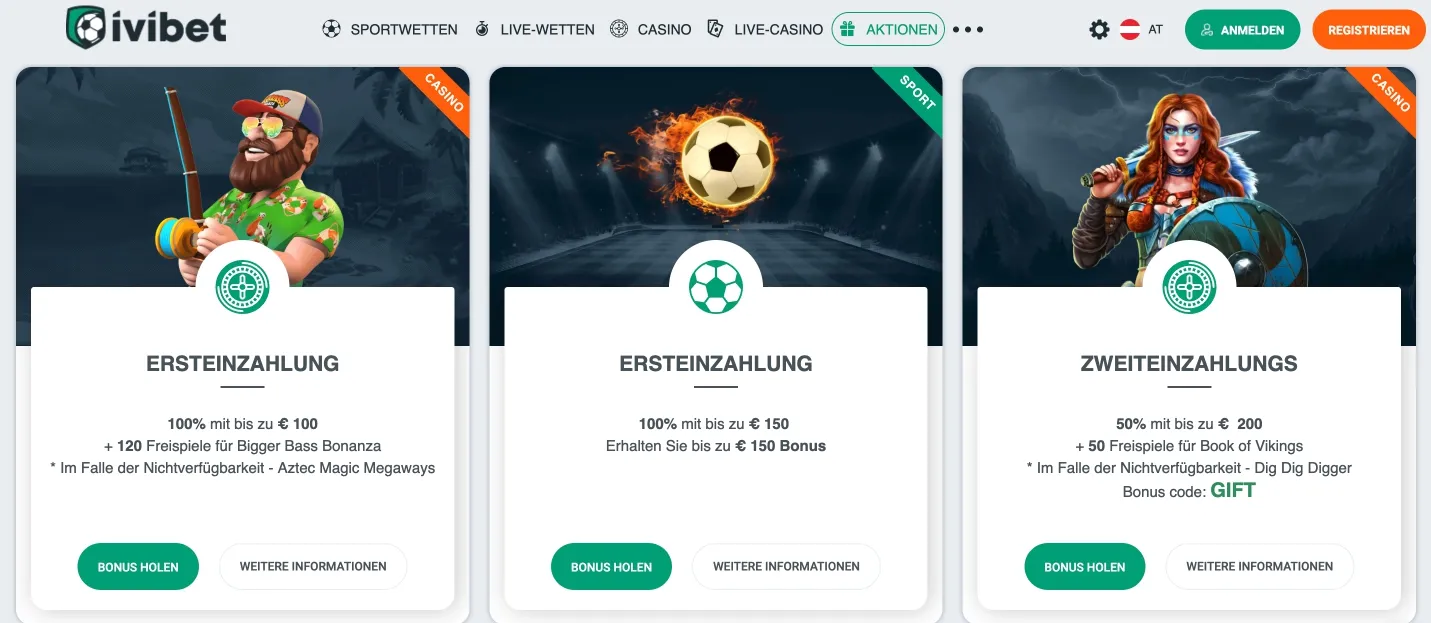 Aktionen iviBet Casino