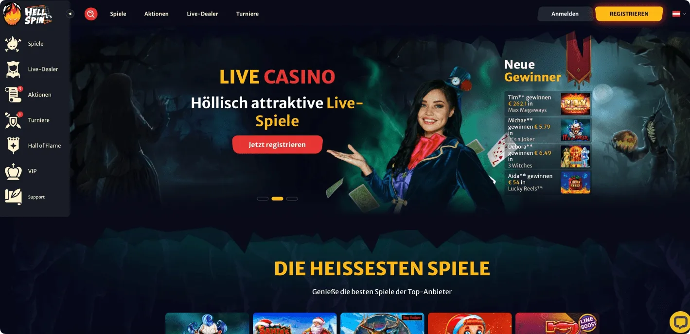 HellSpin Casino Lobby