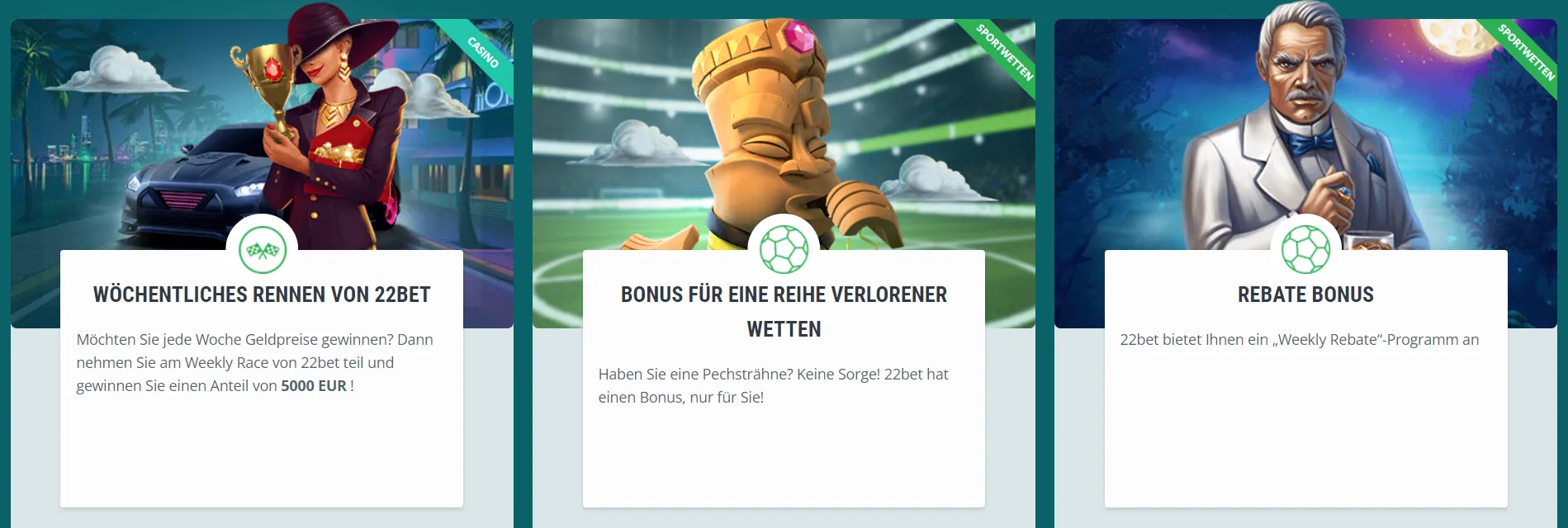 22bet Casino BONUSSE für Bestandskunden