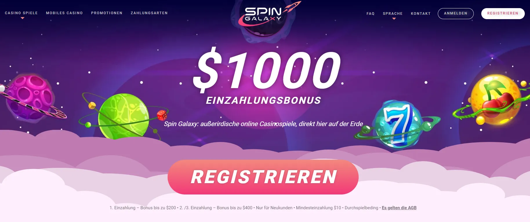 Spin Galaxy Casino Lobby