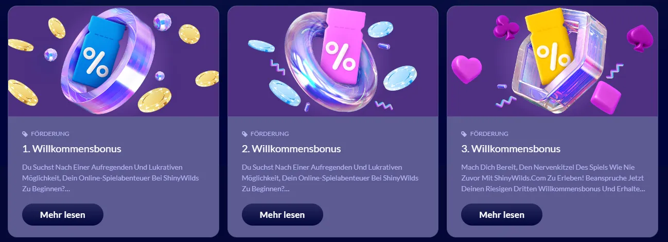 Shinywilds Casino Willkommenspaket