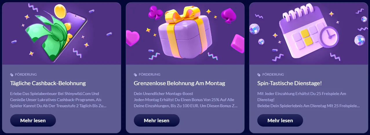 Shinywilds Casino Boni