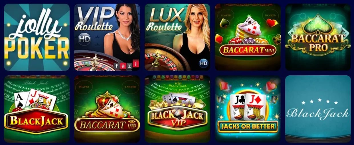 Shinywilds Casino Tischspiele