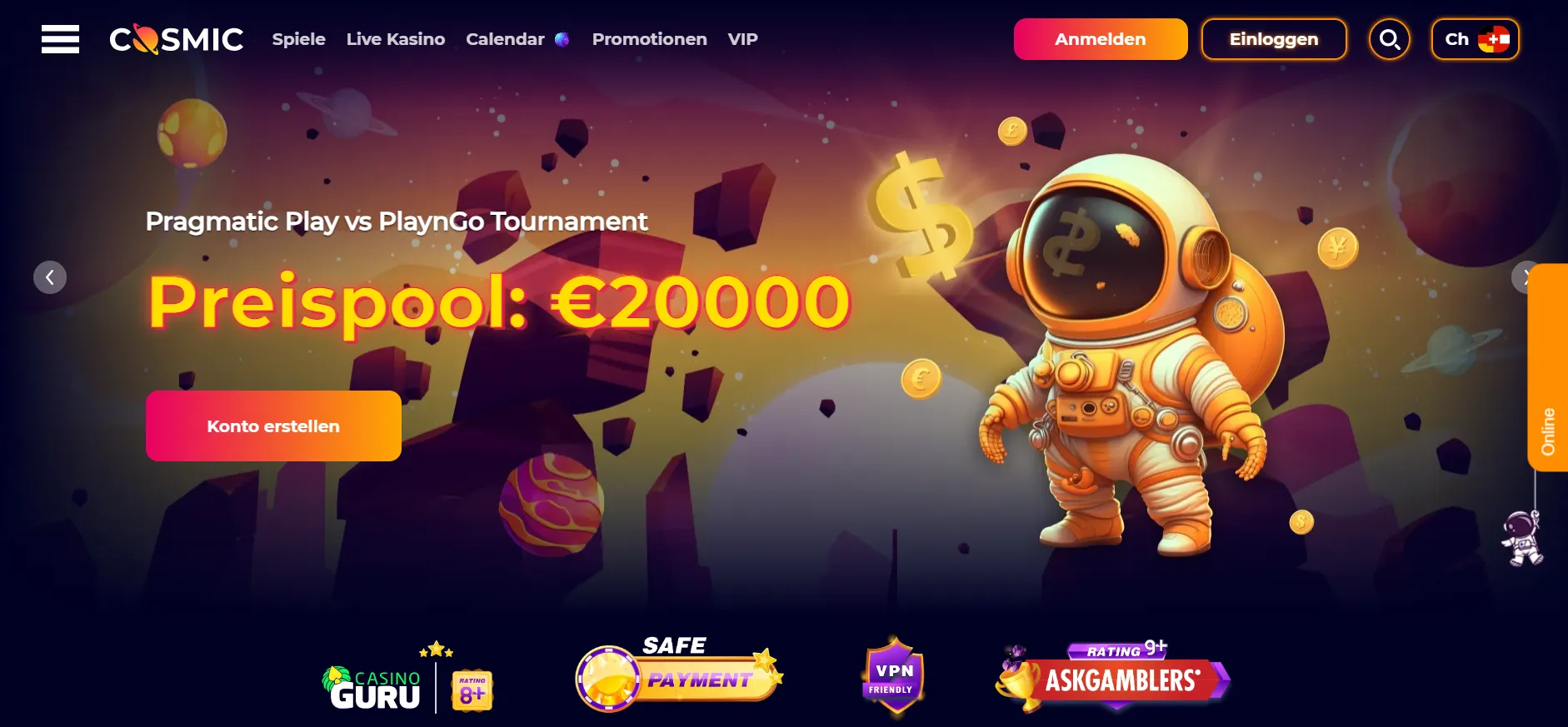 Cosmicslot Casino Hauptseite