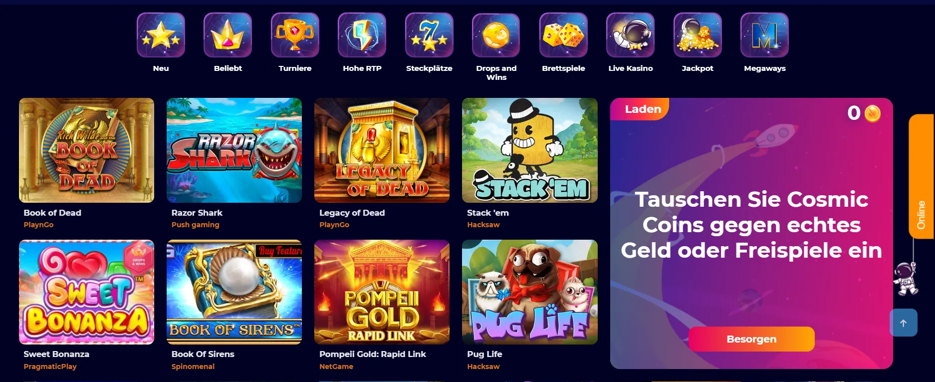 Cosmicslot Casino Spiele