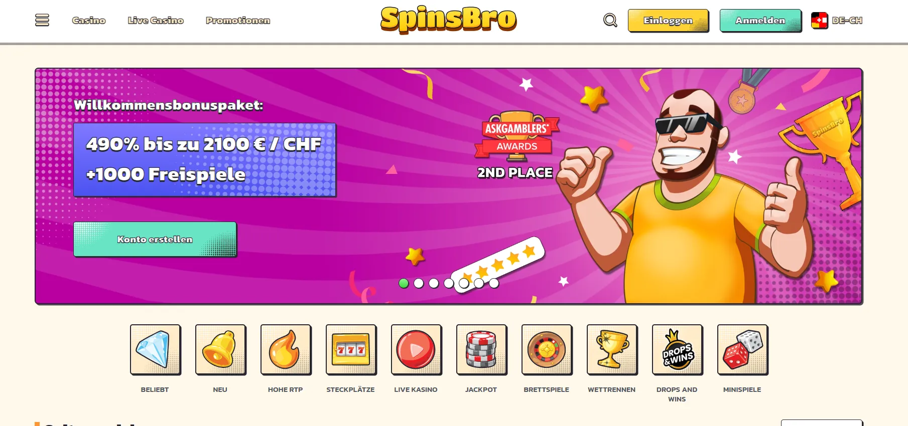 Spinsbro Casino Hauptseite