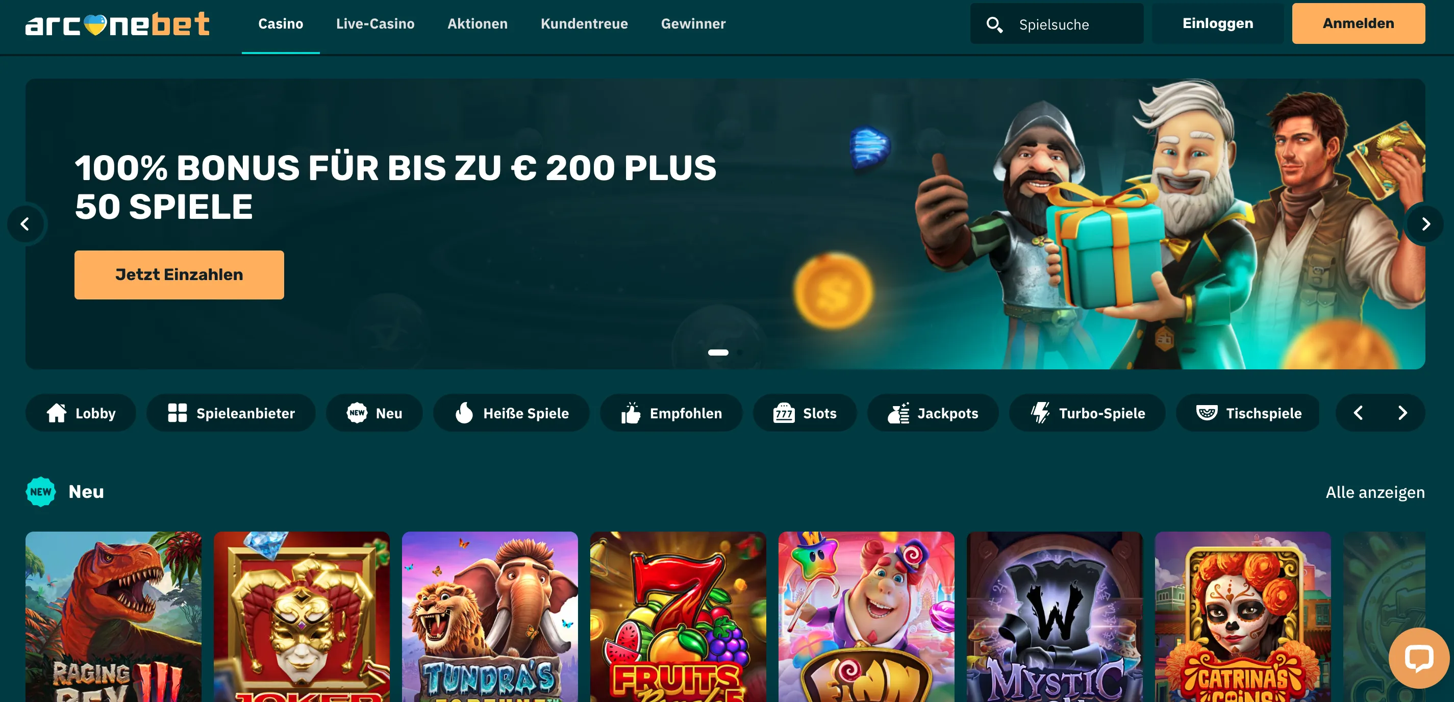 Arcanebet Casino Lobby