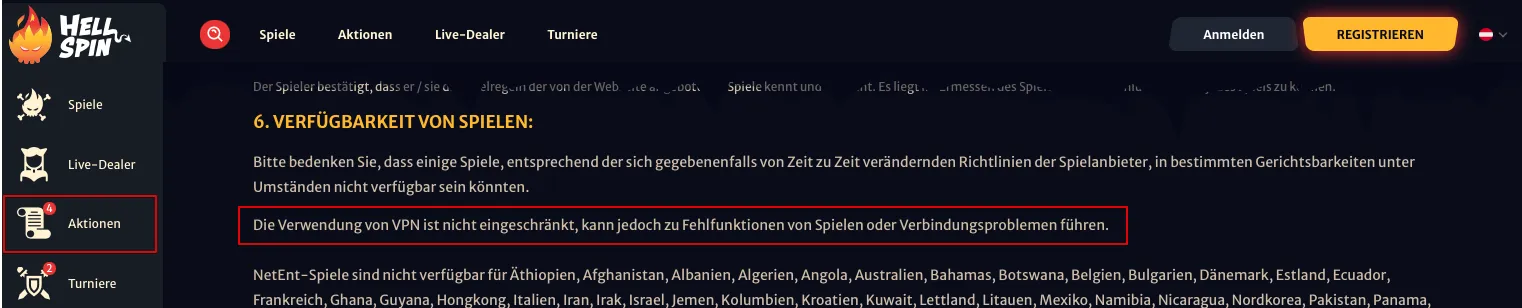 Hell Spin Casino Vpn