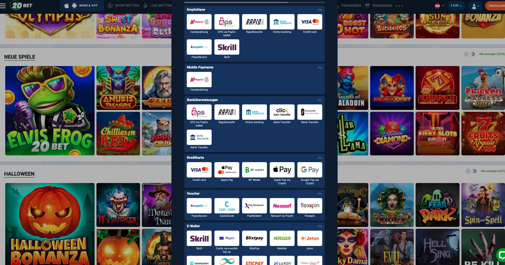 20 Bet Casino Methoden Fur Einzahlung Und Auszahlungen