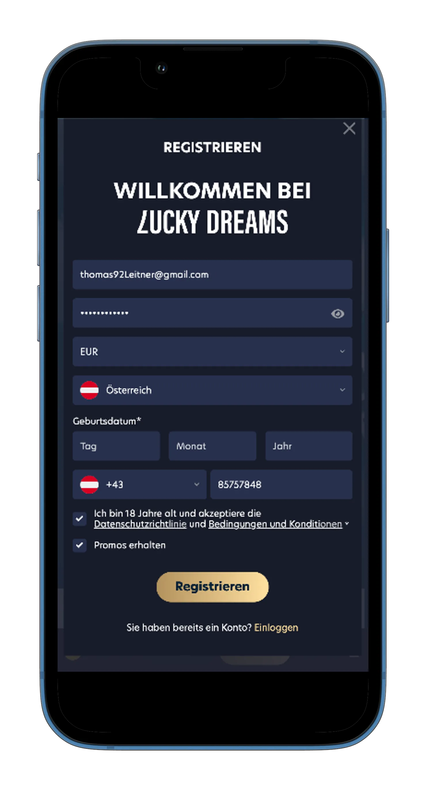 Lucky Dreams Registraton Finish