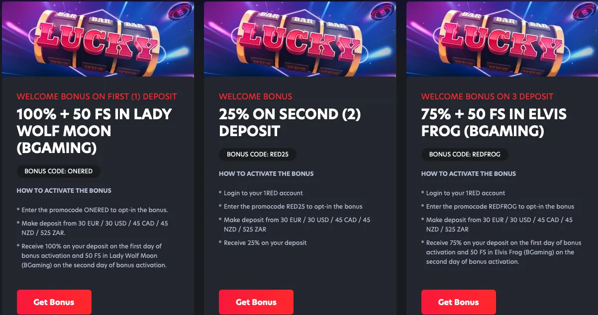 1Red Welcome Bonus