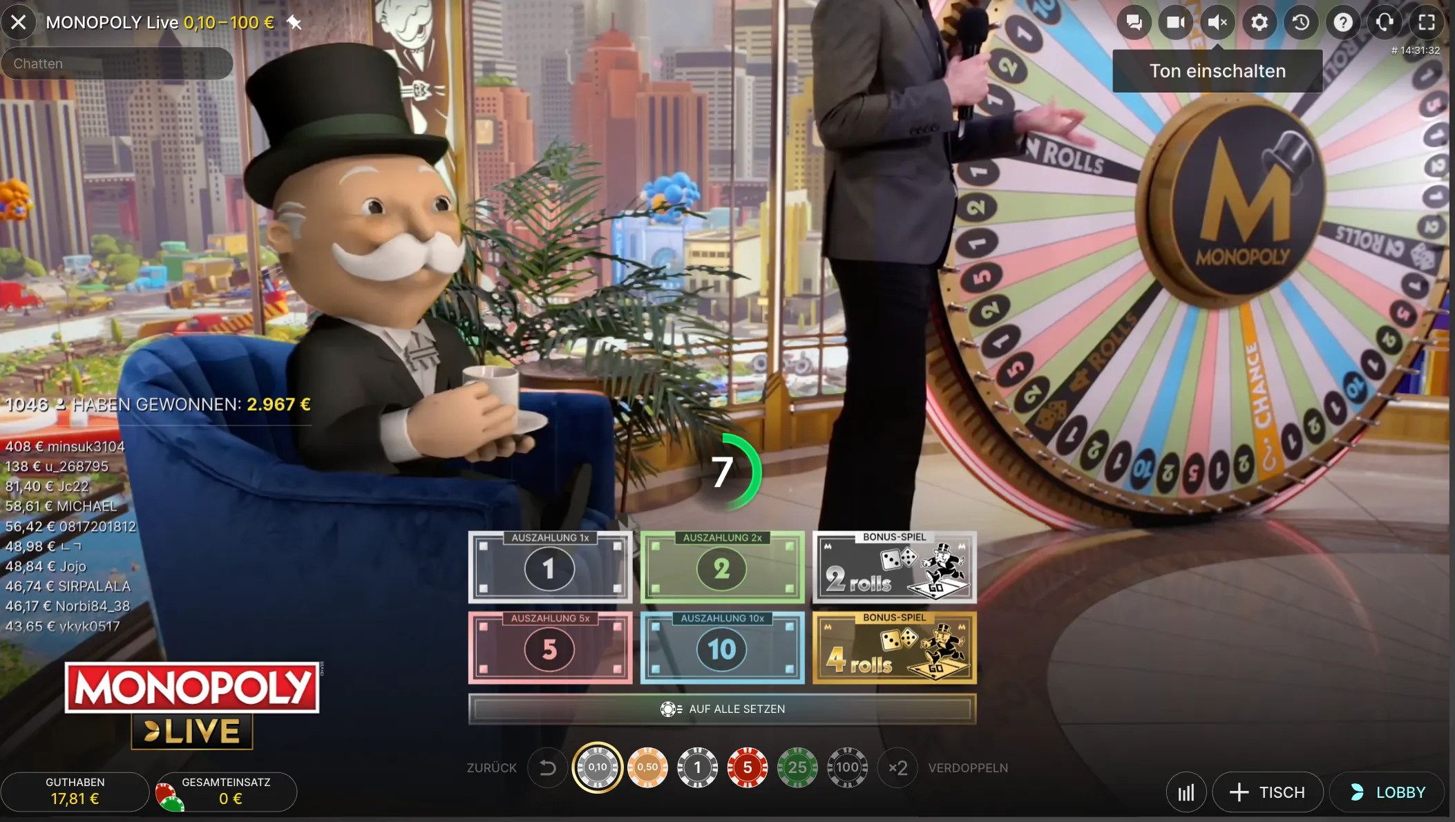 Monopoly Live Casino Spiel