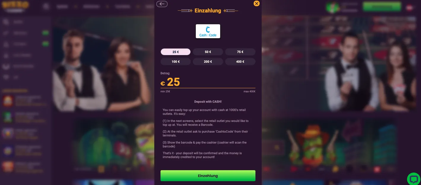 Bizzo Casino Cash To Code