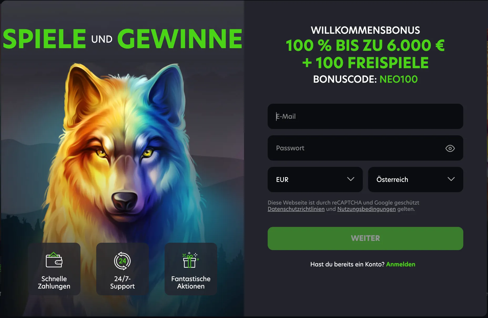 Neospin Casino Registrierung: Test von Gold-Chip.at