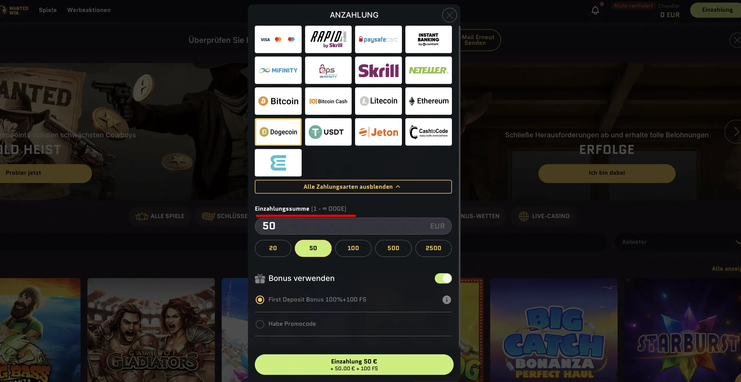 Wanted Win Casino Online Mindesteinzahlung: Gold-Chip.at Bewertung