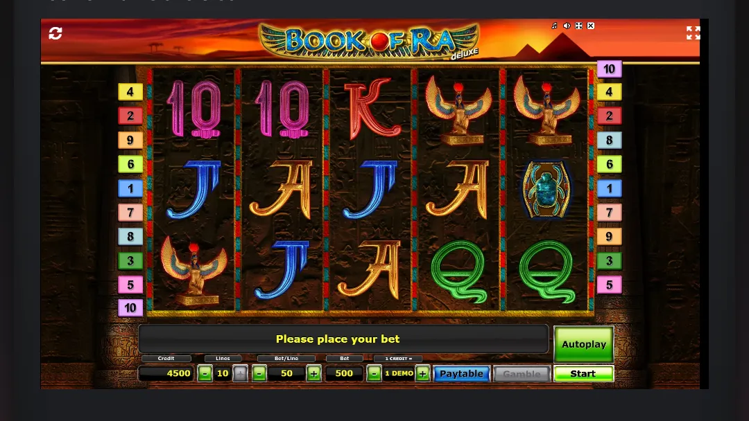 Novomatic (Novoline) Book Of Ra Demo-Modus in einem Online-Casino