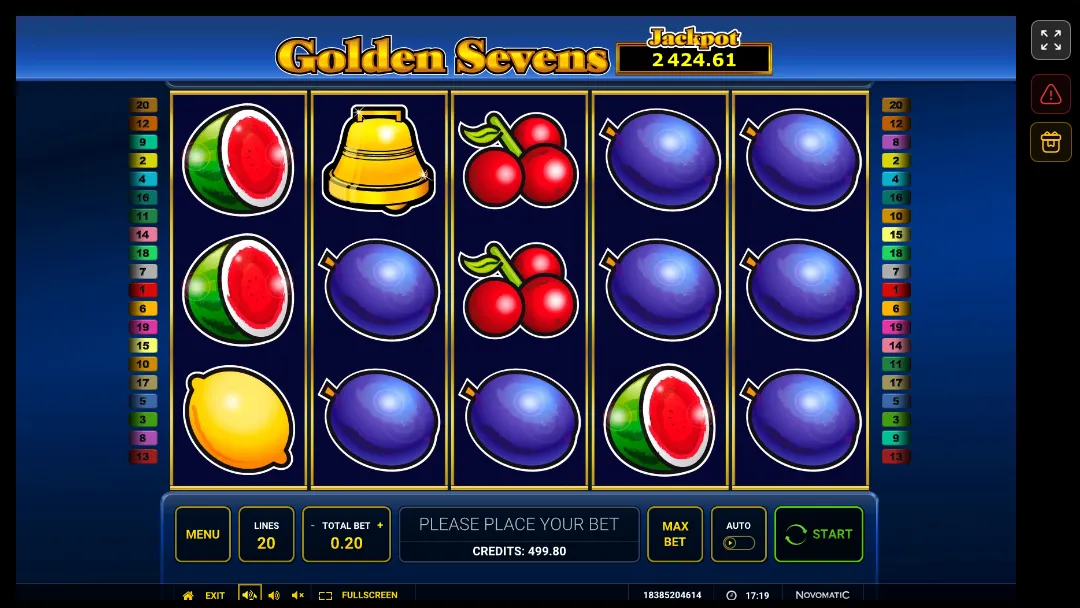 Golden Sevens in einem Novomatic-Kasino (kostenloser Modus)