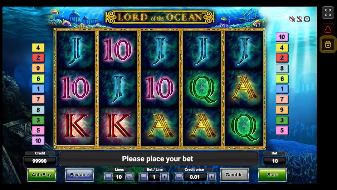 Lord of the Ocean Demo-Modus in einem Novomatic Casino