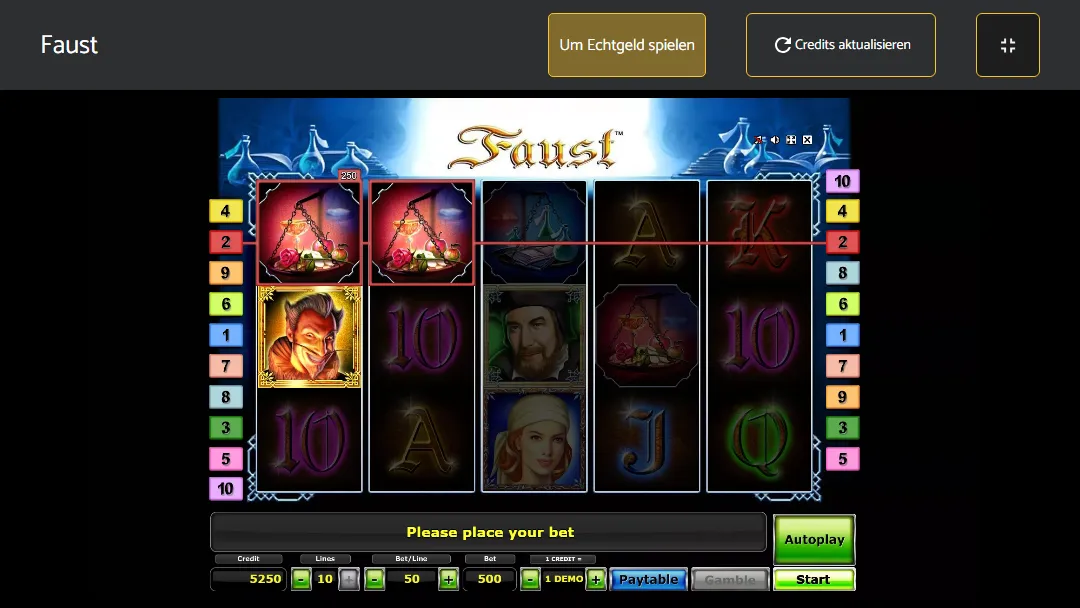 Novomatic Faust Demo kostenlos spielen