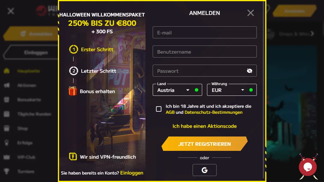 Melden Sie sich beim Wild Tokyo Online-Casino an