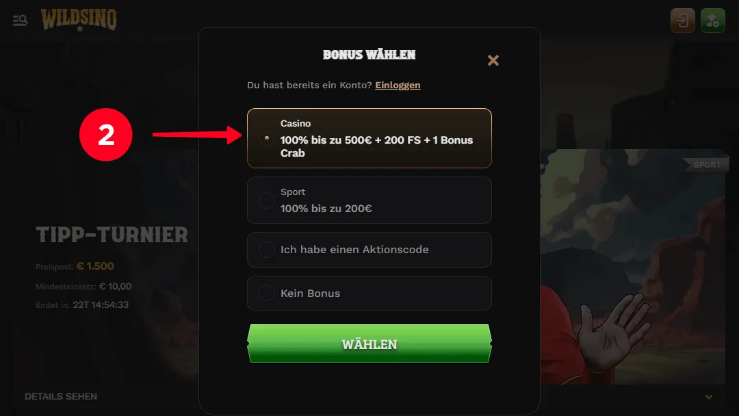Die Wahl des Casino-Bonus