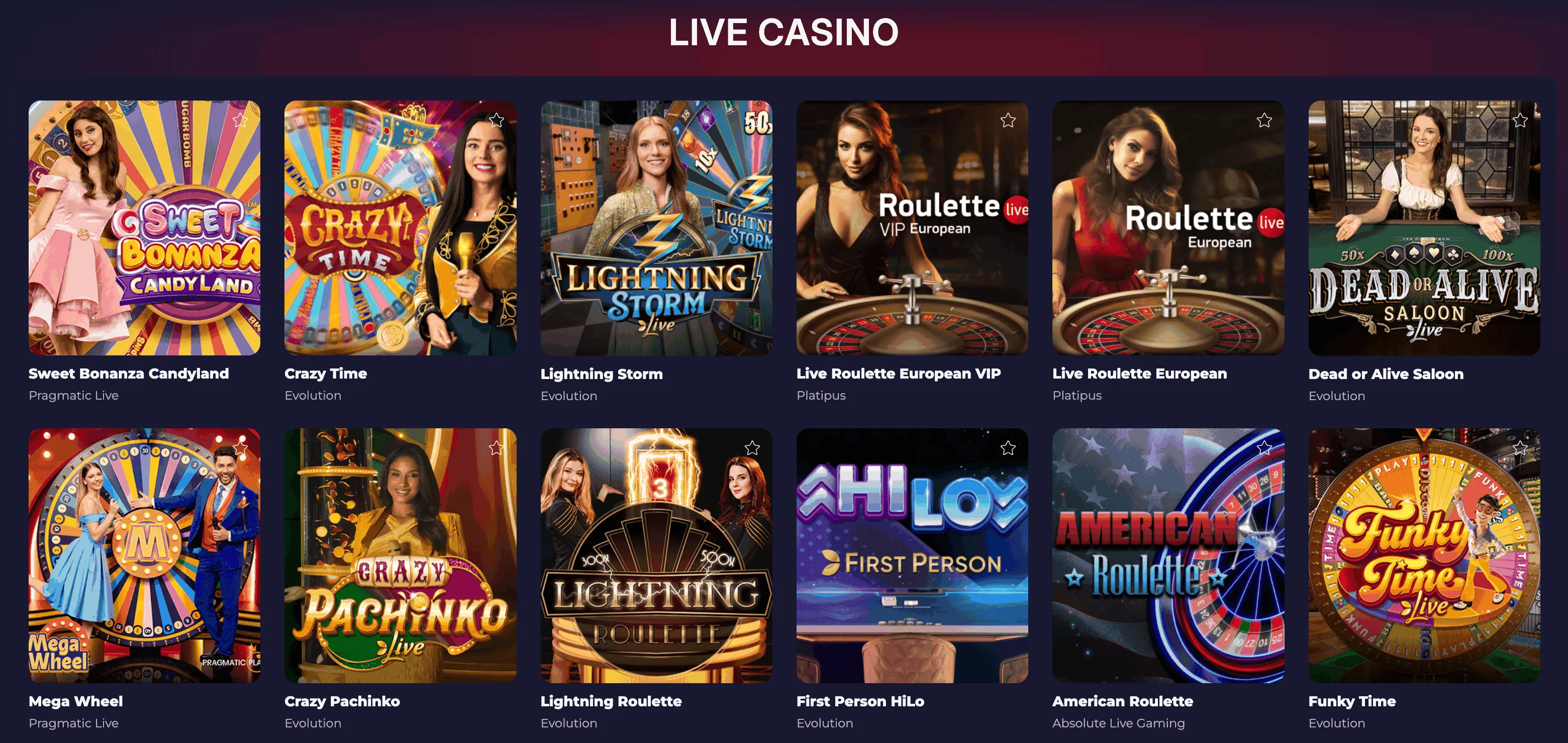 Live-Casinospiele im Slota Casino
