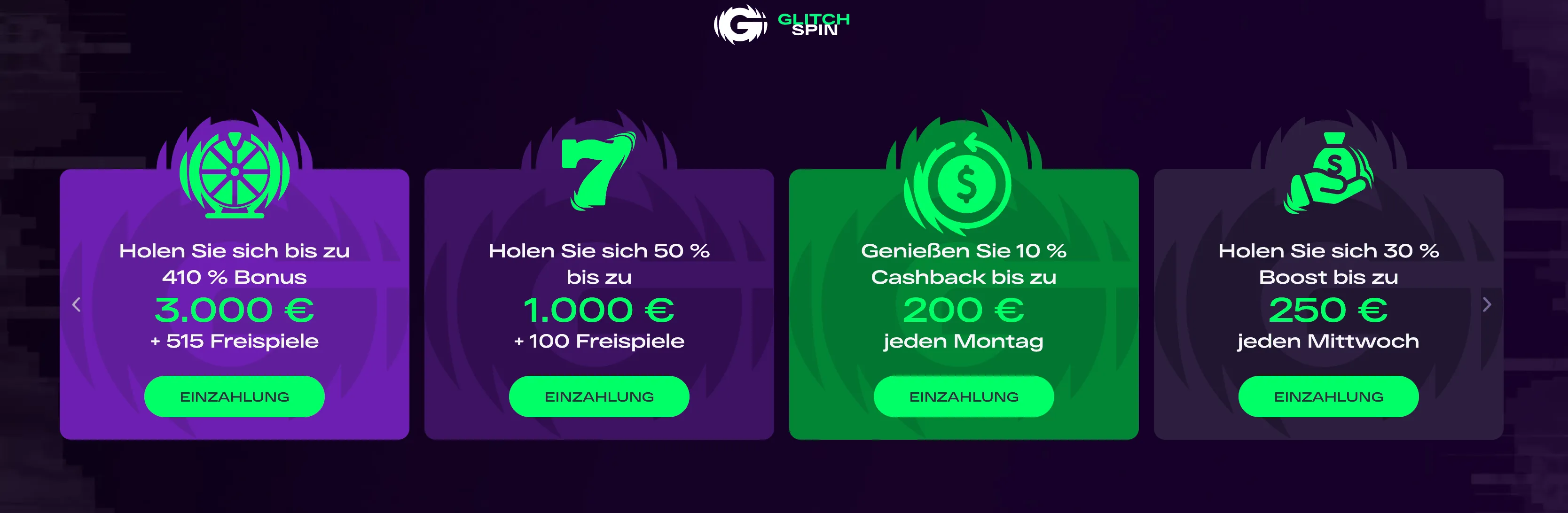 GlitchSpin Casino Bonus Banne