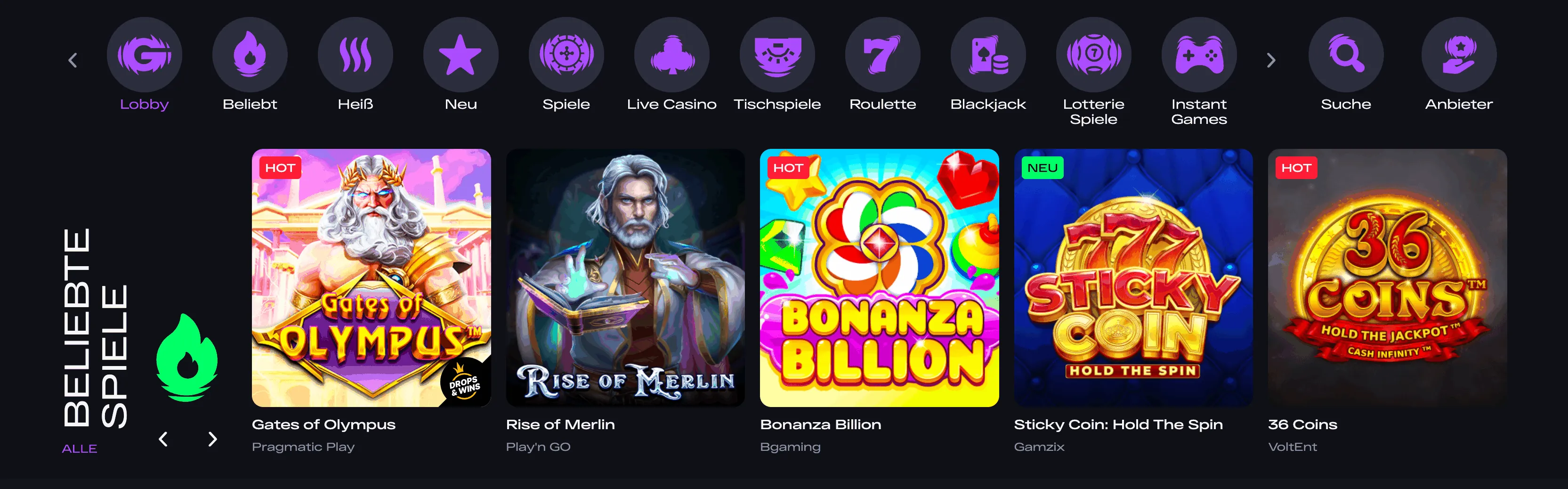 GlitchSpin Casino Farbthema