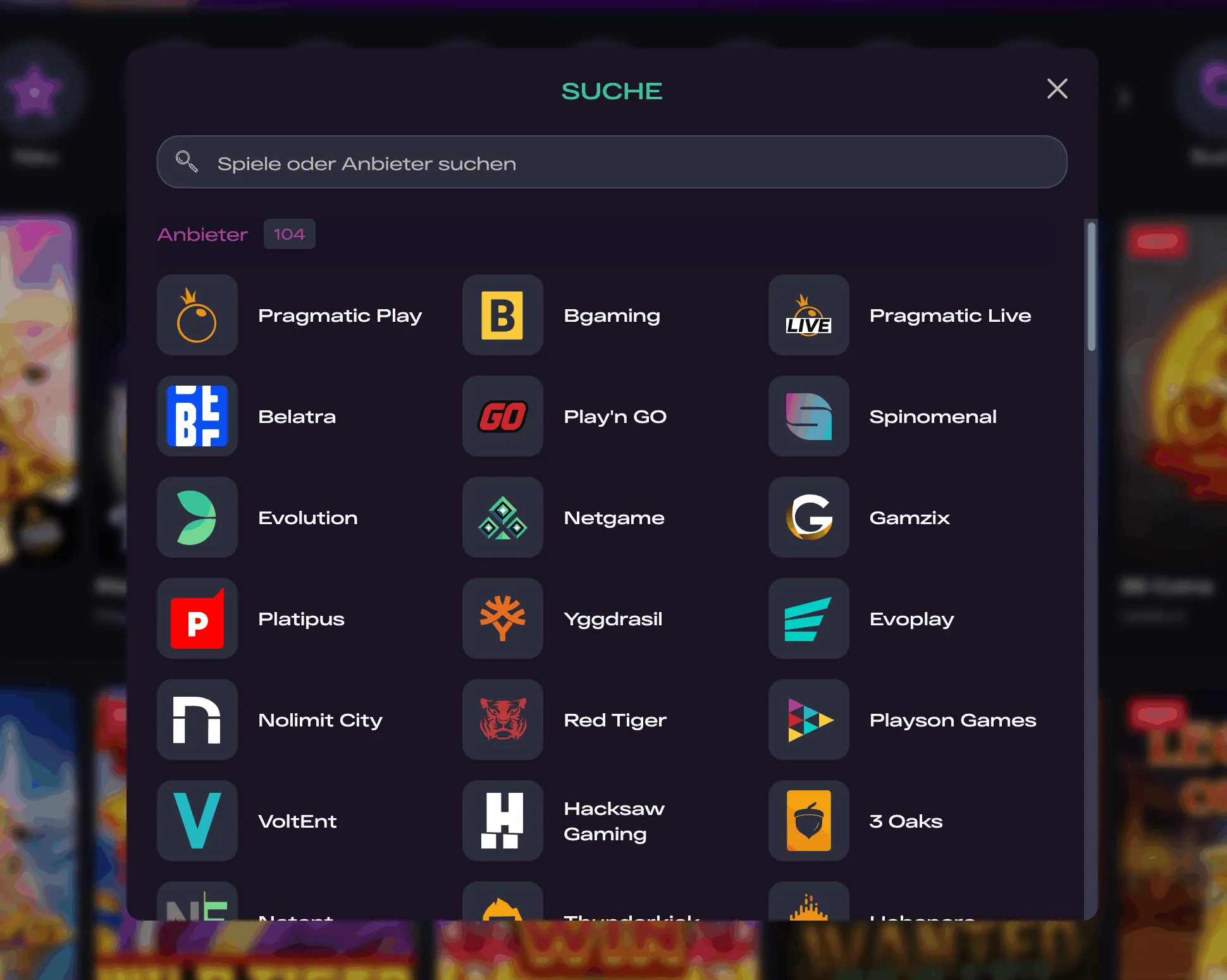 Spielentwickler, deren Spiele bei GlitchSpin Casino angeboten werden