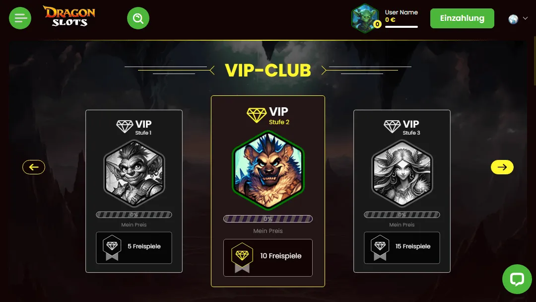 VIP-Level-Karten im DragonSlots Online-Casino