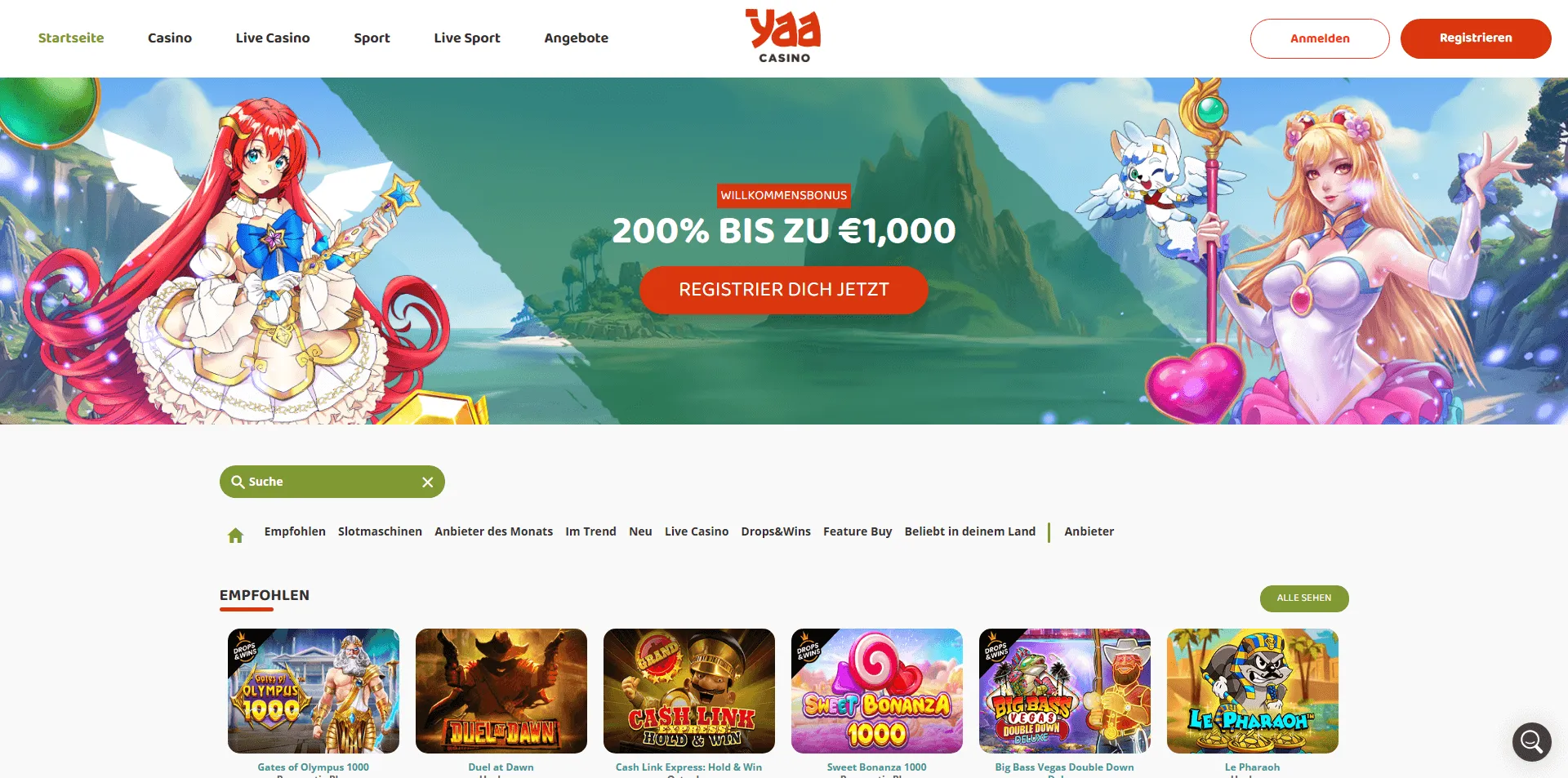 YaaCasino Willkommensbonus-Banner