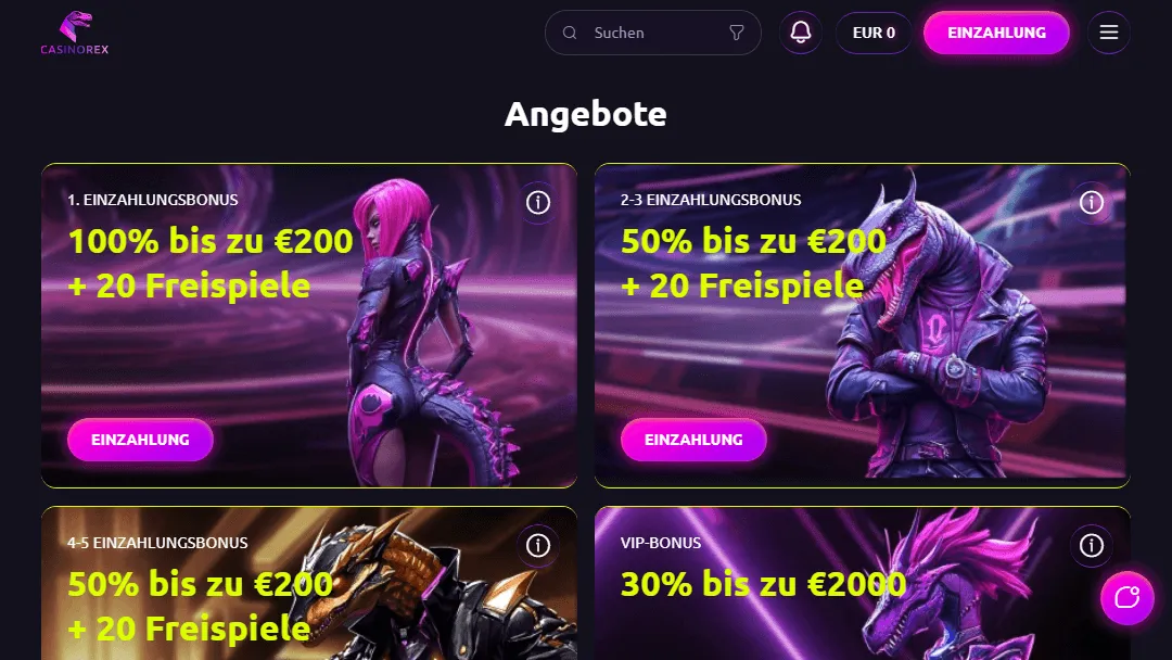 Casinorex Bonuseangebote
