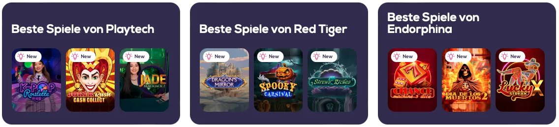 Beste Spielautomaten von Playtech, RedTiger, Endorphinia im Wild Fortune Casino verfügbar bei Wild Fortune