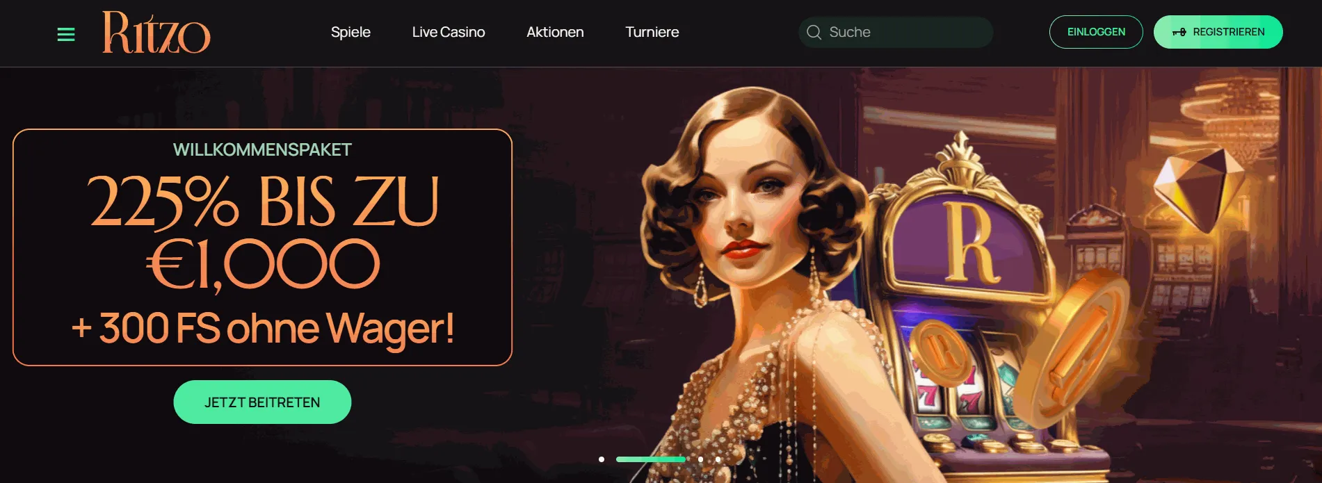 Ritzo Casino Lobby mit schnelle Auszahlung