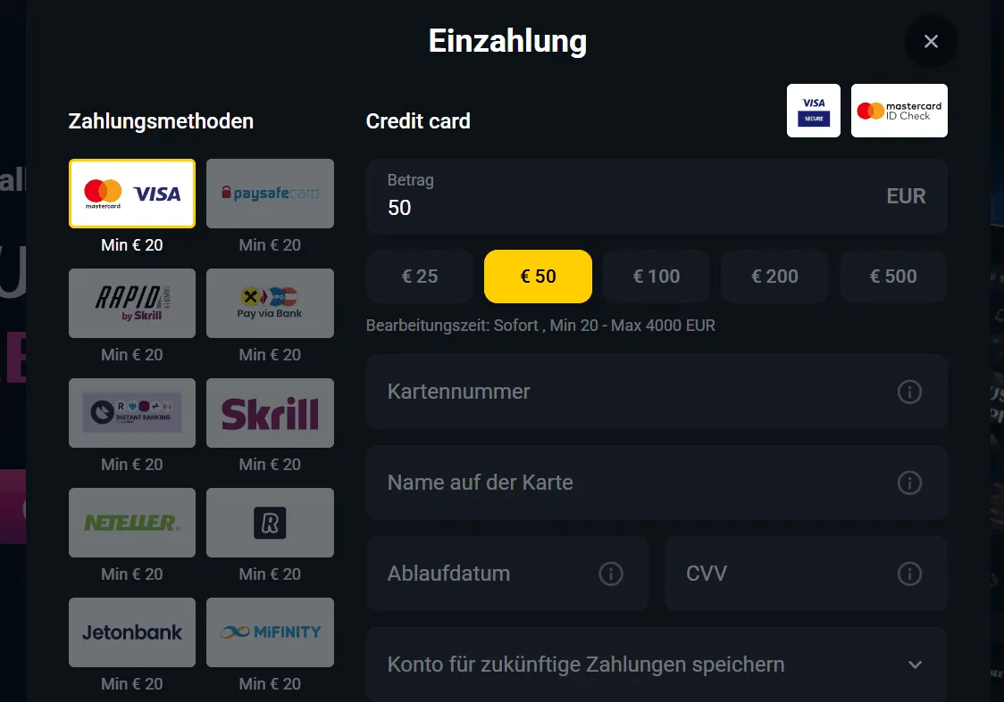 SpinsUp Casino Zahlungsmethoden