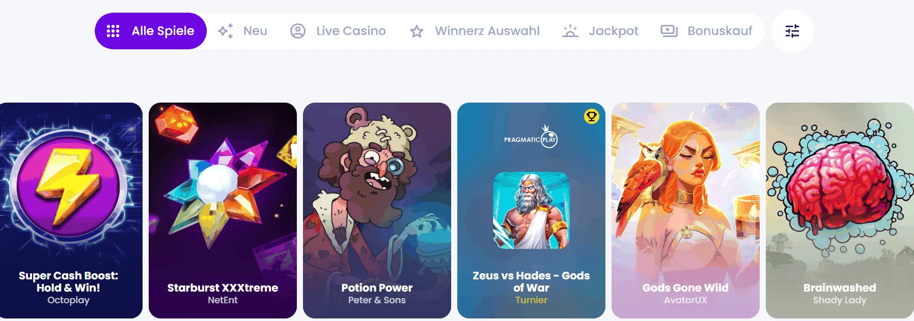 Winnerz Casino Spielauswahl