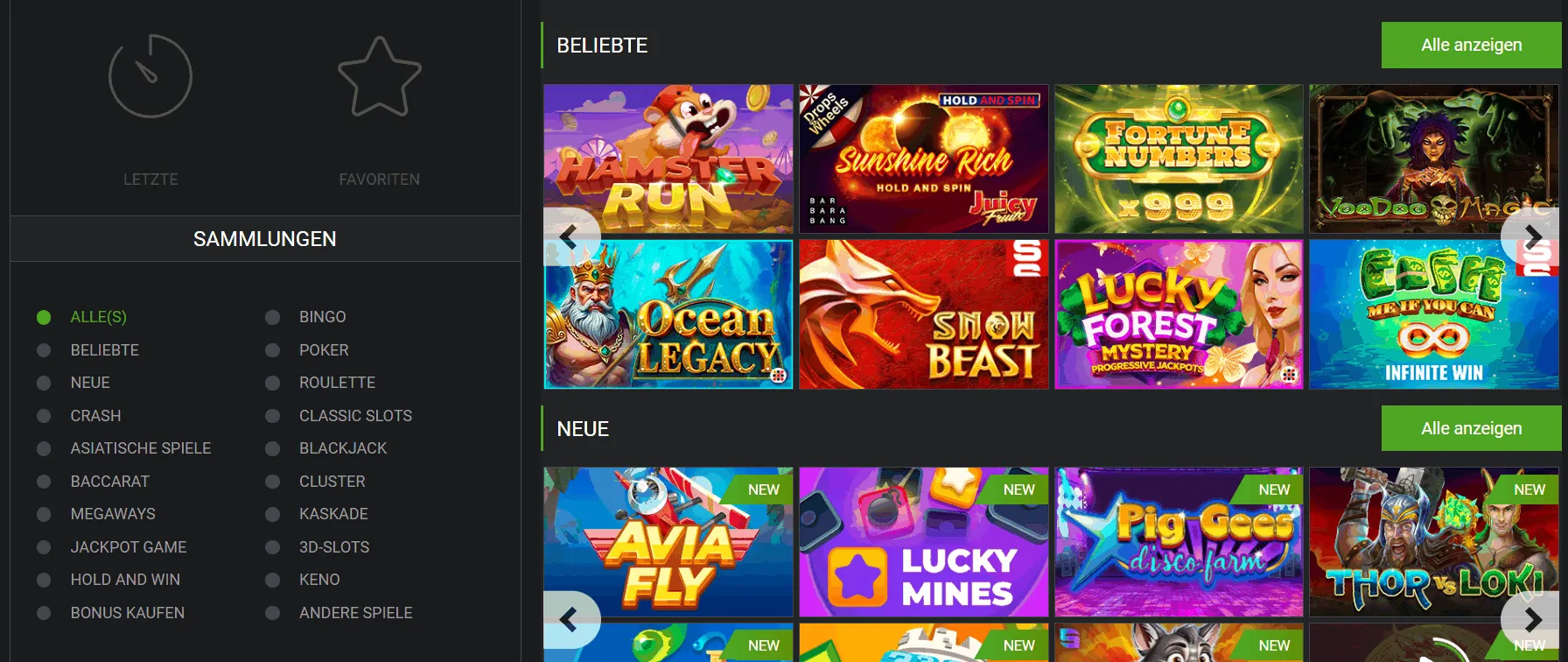 Betlabel Casino Spielauswahl