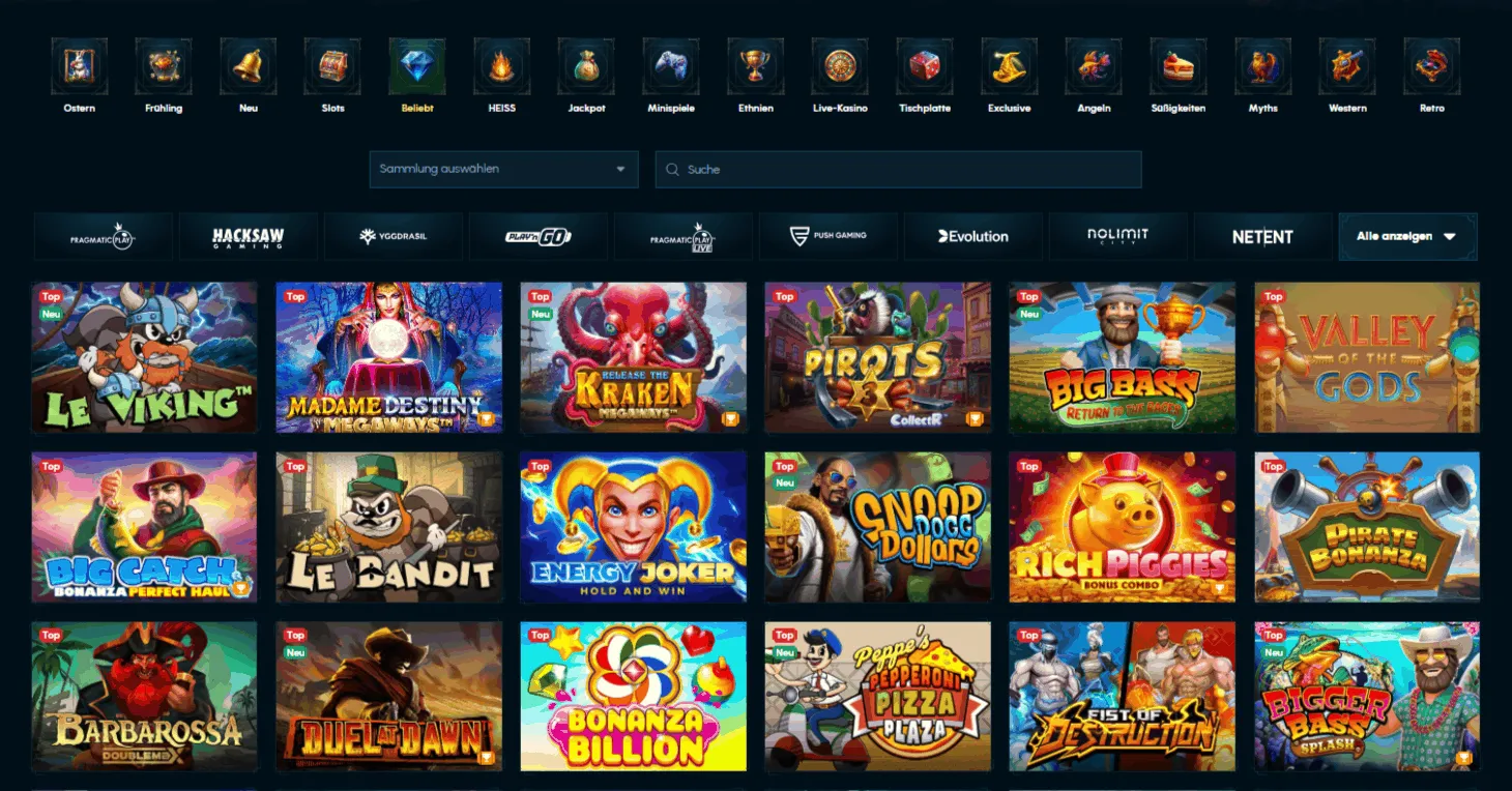 Spellwin Casino Spielauswahl
