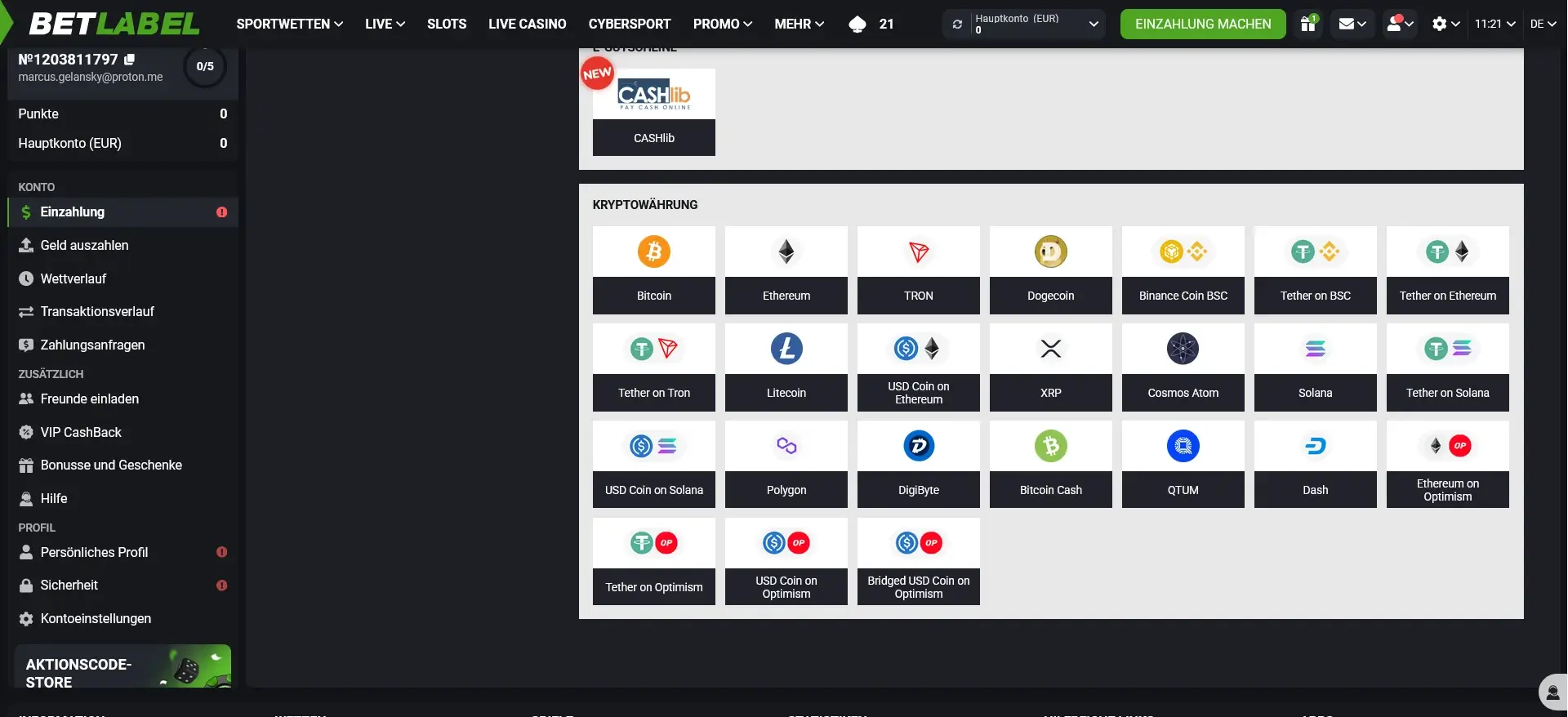 BetLabel Casino mit 1 Euro Einsatz
