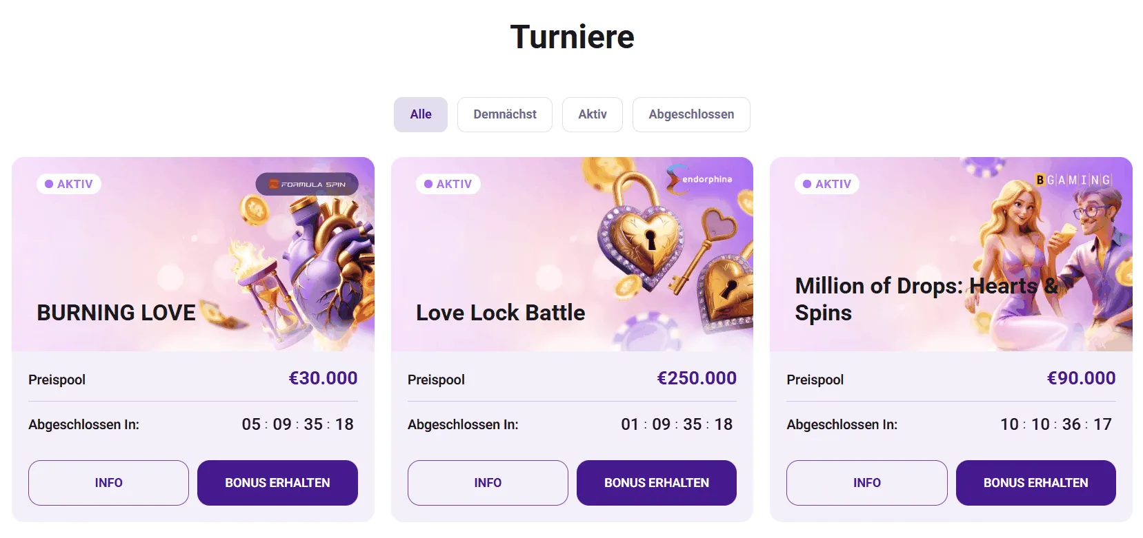 CrownSlots aktive Turniere mit Preisgeldern