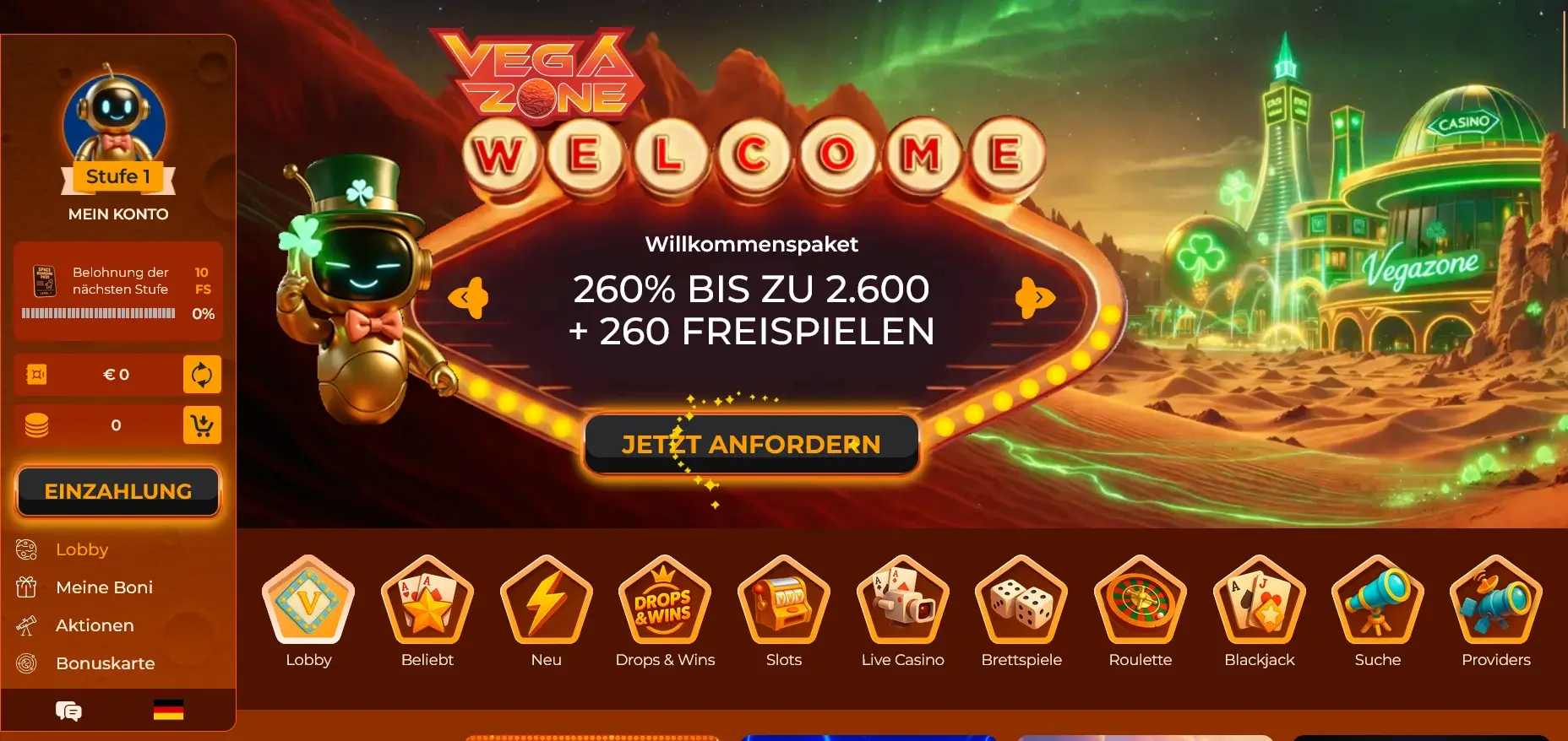 Vegazone Online Casino hohe Auszahlungen