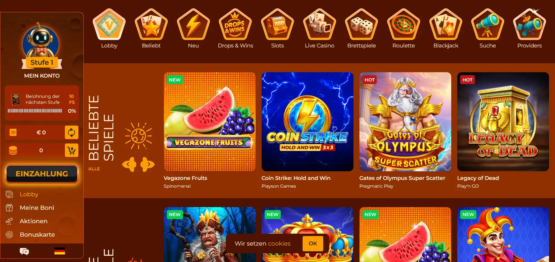 Vegazone Casino ohne Verifizierung Spiele