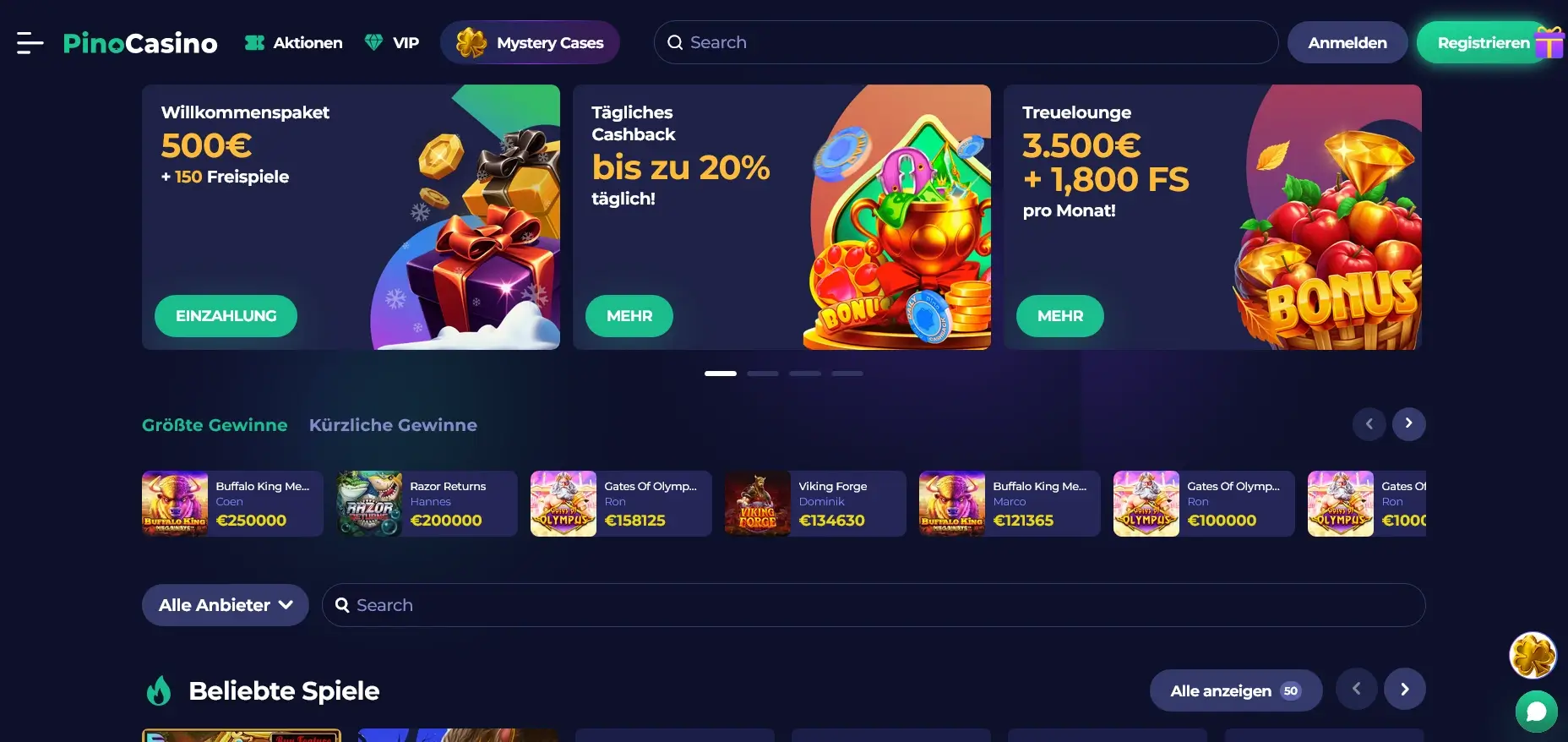 PinoCasino EU reguliertes Online Angebot